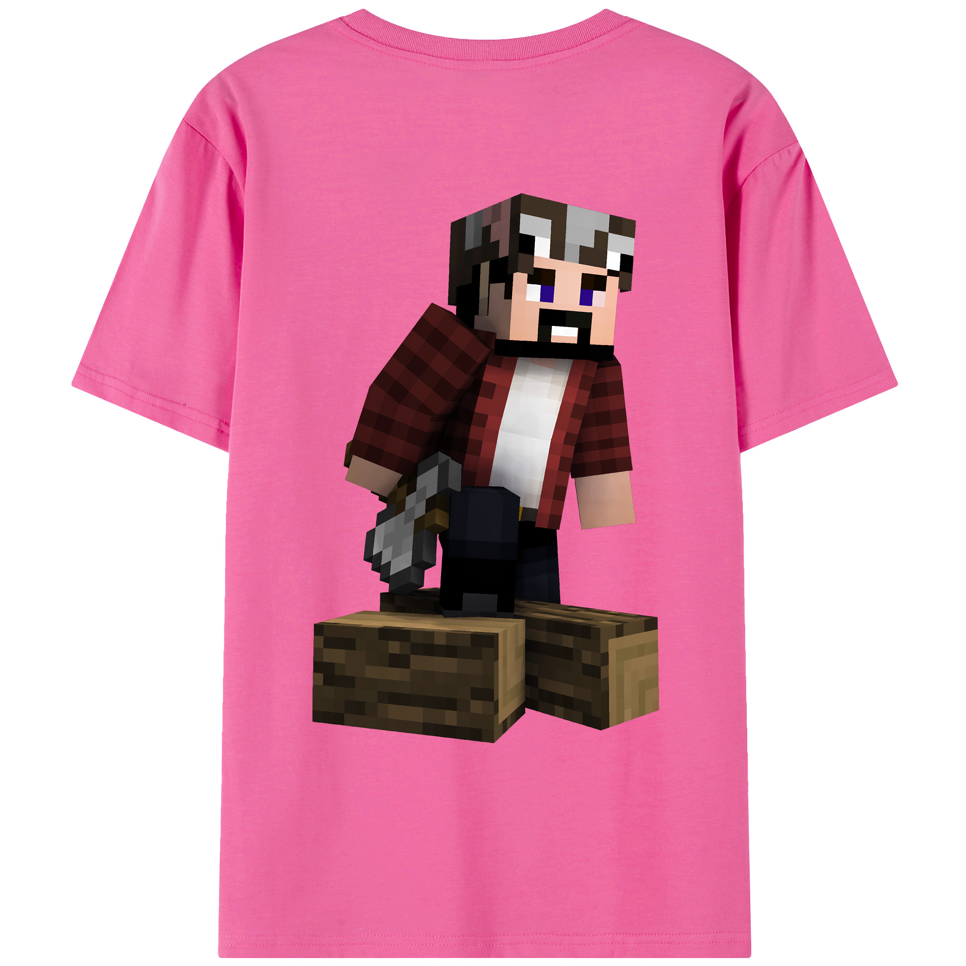 （画像用） マインクラフト ブロックの世界 Minecraft MC Block world レディース半袖Tシャツ(バックプリント)